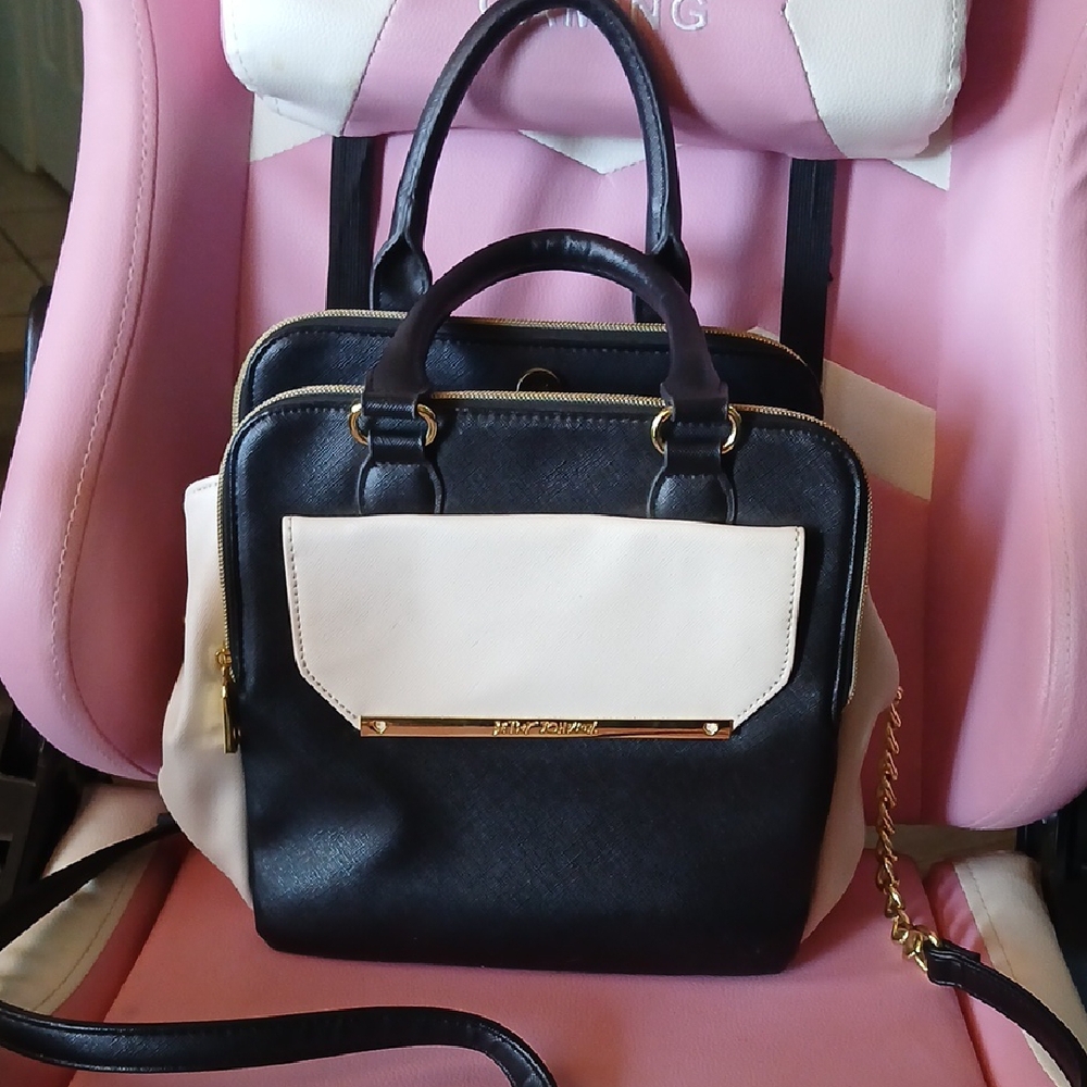 Betsey Johnson Black and White Satchel - Picture 1 of 14